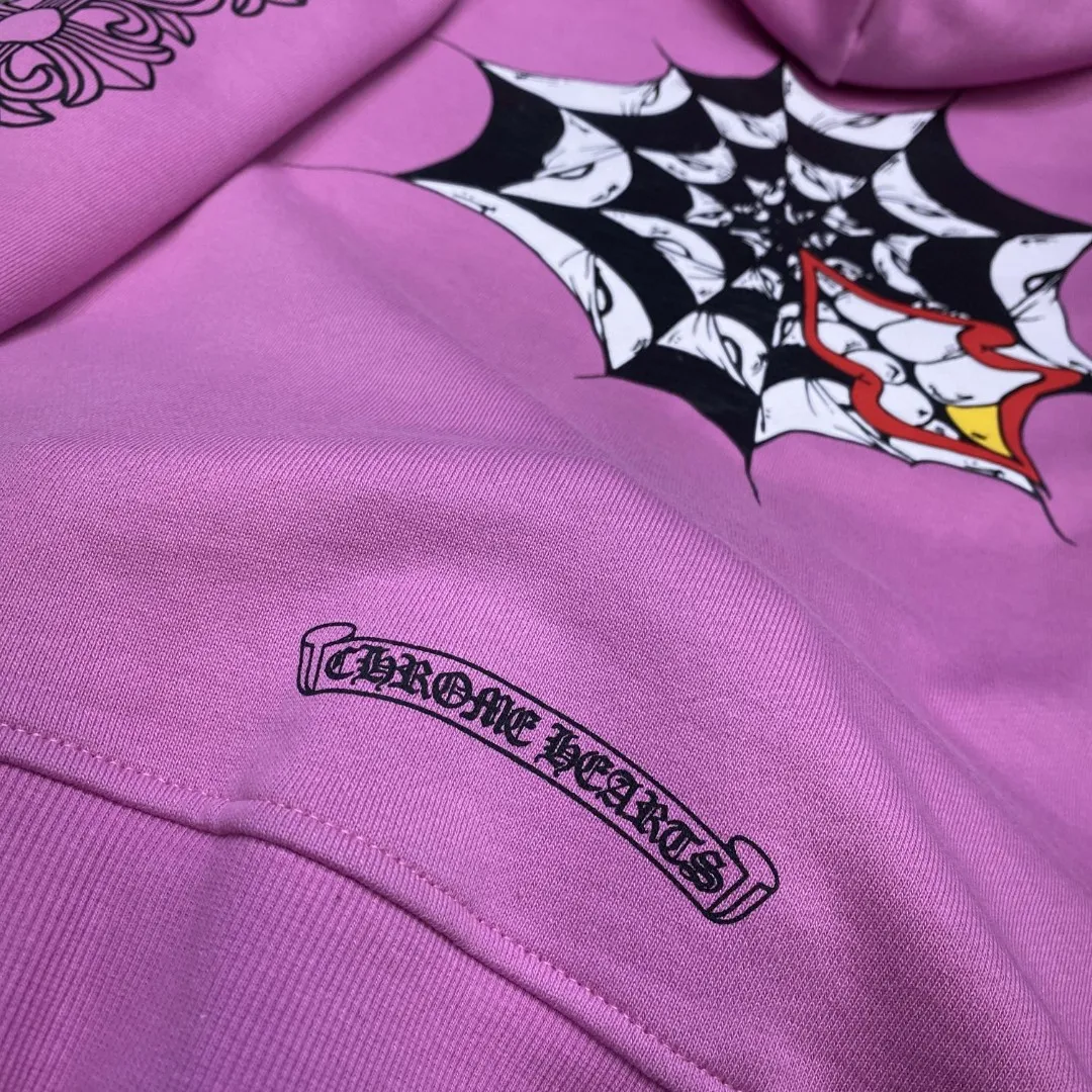 P246 Chrome Hearts Autumn and Winter 2025 simultaneous sale at counters❤️Limited edition Chrome Hearts Mattyboy graffiti spider web hoodie sweatshirt Imported environmentally friendly glue printing and dyeing Improved customized version 1:1 460g High weight fabric Recommended color: Customized graffiti color purple Code numbers: S, M, L, XL